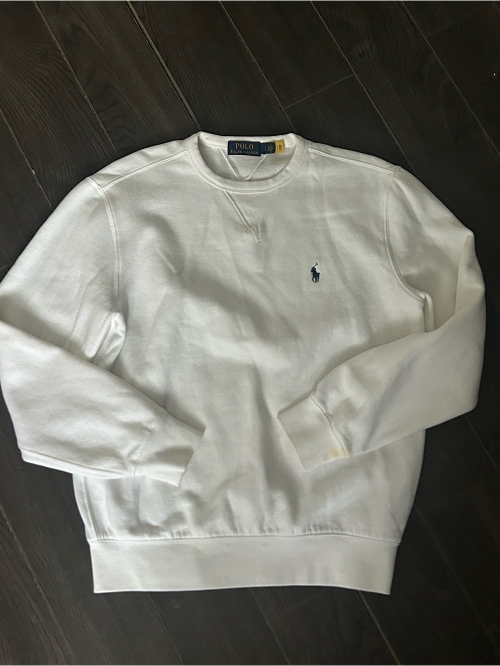 Ralph Lauren White Crewneck Sweatshirt with Navy Pony